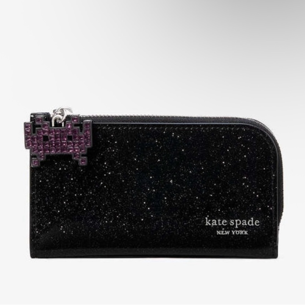 Kate Spade Space Invaders X New York Glitter Small Slim Bifold